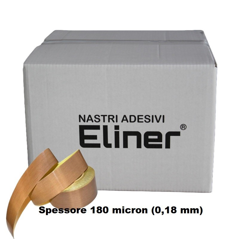 nastro adesivo in PTFE (Teflon) rinforzato con fibra di vetro. Spessore 180 micron (0,18 mm)